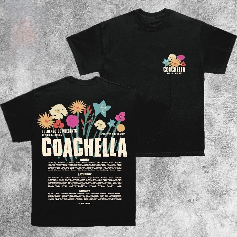 Coachella  Festival Music Line Up 2 Sided Unisex Tshirt